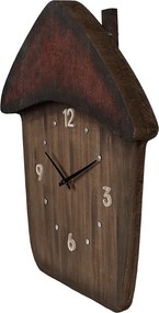 Drevené nástenné hodiny v tvare domčeka - 37*4*40 cm / 1*AA