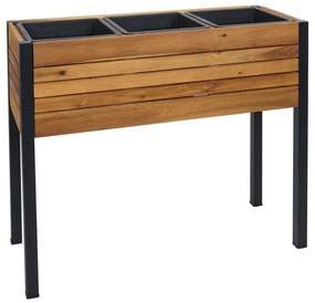 Kvetináč HWC-L22, 75x81x30cm, hliník, akáciové drevo - hnedá