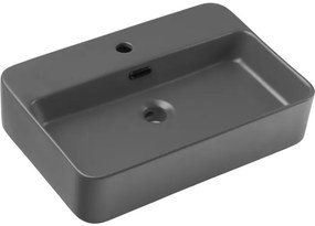 Koupelnová sestava s deskou, skříňkami, umyvadlem a zrcadlem Talia Casella 80 cm černý mat/dub casella