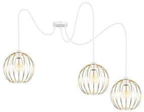 Luster na lanku MATT 3xE27/60W/230V pavúk biela/zlatá
