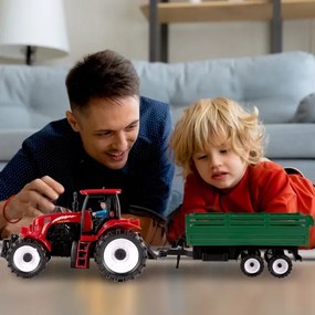 TRAKTOR FARMÁRSKY 47cm S ODNÍMATEĽNÝM PRÍVESOM + FIGÚRKA FARMÁRE