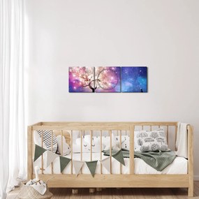 Obraz - Vesmírny strom (s hodinami) (90x30 cm)