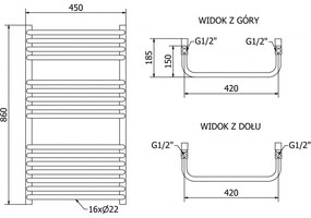 Mexen Apollo, vykurovacie teleso 860 x 450 mm, 422 W, čierna, W117-0860-450-00-70