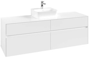 VILLEROY &amp; BOCH Collaro závesná skrinka pod umývadlo na dosku (umývadlo v strede), 4 zásuvky, 1600 x 500 x 548 mm, White Matt, C10400MS