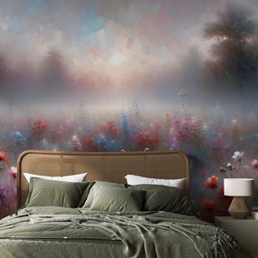 Samolepiaca tapeta jemné kvety v hmlistom opare