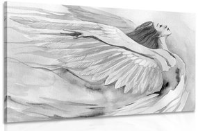 Obraz slobodný anjel v čiernobielom prevedení - 120x80