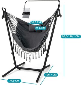 Nastaviteľná výška závesné kreslo s držiakom na telefón