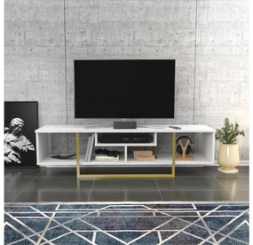 TV stolík/skrinka Aslana 150 (biela + zlatá) . Vlastná spoľahlivá doprava až k Vám domov. 1101388
