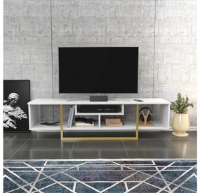TV stolík/skrinka Aslana 150 (biela + zlatá) . Vlastná spoľahlivá doprava až k Vám domov. 1101388