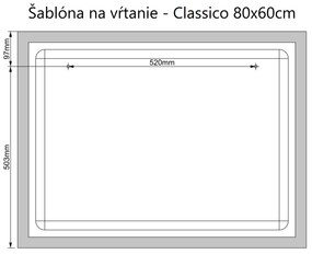 LED zrkadlo Classico 80x60cm studená biela - diaľkový ovládač Farba diaľkového ovládača: Čierna