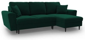 Zelená zamatová rozkladacia/s úložným priestorom rohová pohovka Kyoto – Cosmopolitan Design