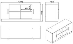 Komoda Vario F 139,8 cm tmavo hnedá/antracit