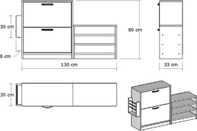 Skrinka na topánky Trend White