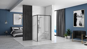 Rea Solar Black Mat, obdĺžnikový sprchový kút s posuvnými dverami 90 (dvere) x 90 (stena) cm, 6mm číre sklo, čierny profil, REA-K6412