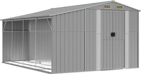 vidaXL Záhradná kôlňa sivá 277x365,5x179 cm pozinkovaná oceľ