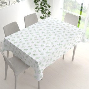 Biante Teflónový obdĺžnikový obrus TF-113 Zelené olivové vetvičky na bielom 80x120 cm
