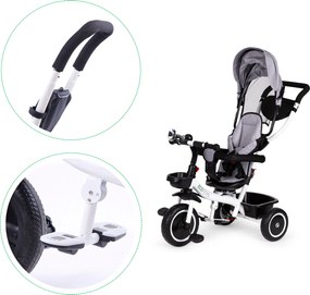 ECOTOYS trojkolka 360° otočné sedadlo, odnímateľná strieška, rodičovská rukoväť, EVA kolesá