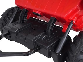 JOKOMISIADA Akumulátorový traktor s prívesom a pohyblivým sklápacím košom PA0347 červený