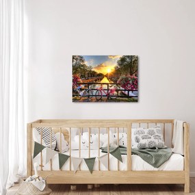 Obraz - Východ slnka v Amsterdame (70x50 cm)
