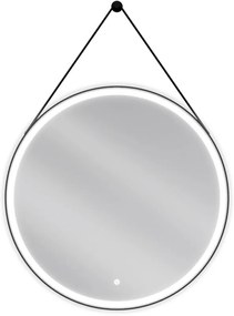 Mexen Reni, LED kúpeľňové zrkadlo s podsvietením 80x80 cm, 6000K, čierny rám, ochrana proti zahmlievaniu, 9812-080-080-611-70