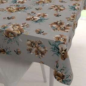 Biante Bavlnený obdĺžnikový obrus Sandra SA-622 Hnedé orchidey na sivom 50x100 cm