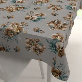 Biante Bavlnený obdĺžnikový obrus Sandra SA-622 Hnedé orchidey na sivom 60x100 cm