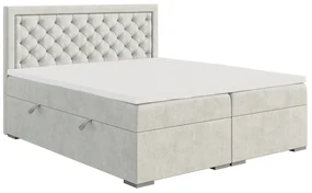 Manželská posteľ Boxspring 160 cm Bohem (slonovinová) (s matracom a úl. priestorom). Akcia -20%. Vlastná spoľahlivá doprava až k Vám domov. 1043355