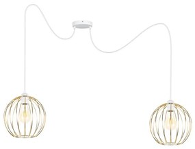Luster na lanku MATT 2xE27/60W/230V pavúk biela/zlatá