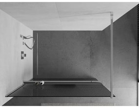 Mexen Kioto, sprchová zástena s poličkou a vešiakom na uteráky 100 x 200 cm, 8mm sklo s rebrovým vzorom, chrómový profil, 800-100-121-01-09