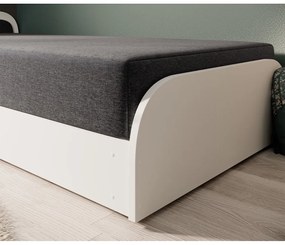 Biela/tmavosivá čalúnená/z drevotriesky jednolôžková posteľ s úložným priestorom s matracom 80x190 cm Parys – ELTAP