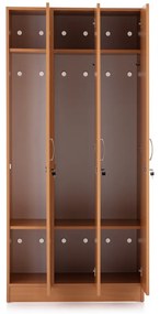 Drevená šatníková skrinka Visio - 3 oddiely, 90 x 42 x 190 cm, buk
