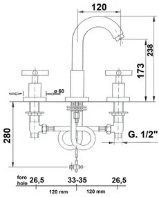 Sapho - Umývadlová batéria 3-otvorová AXIA 23,8 cm lesklý chróm