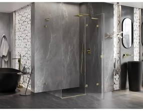 Mexen Lunar, L pravý výklopný sprchový kút 95 x 70 cm, 8mm číre sklo, zlatý kartáčovaný - 834L-095-070-55-00-P
