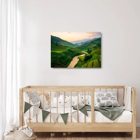 Sklenený obraz - Ryžové terasy II. (70x50 cm)