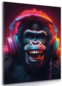 Obraz gorila so slúchadlami