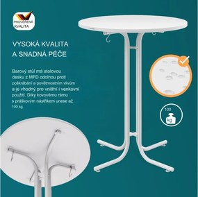 Cateringový skladací barový stôl Ofelie 70 cm biely