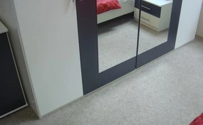 Šatníková skriňa s otočnými dverami Nora, 225 cm, biela/grafitová