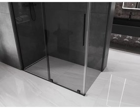 Mexen Velar, sprchový kút s posuvnými dverami 150 x 85 cm, 8mm šedé sklo, čierna matná, 871-150-085-41-70