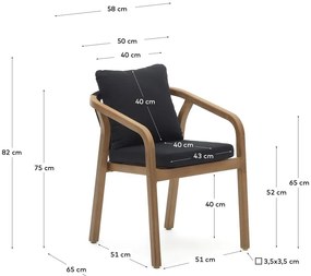 Jedálenská stolička v čierno–prírodnej farbe v súprave 4 ks Malaret – Kave Home