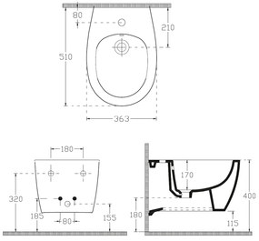Isvea Isvea, SENTIMENTI bidet závesný 36x51 cm, 10AR41010SV