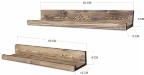 SADA 2x Nástenná polica 8x60 cm smrek