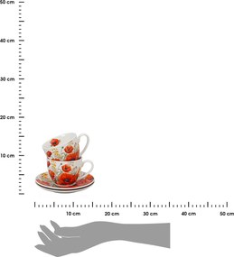 Porcelánová šálka s podšálkou Poppies 270 ml sada 2ks