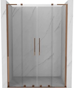 Mexen Velar L Duo, posuvné sprchové dvere do otvoru 150 cm, 8mm číre sklo, ružové zlato, 871-150-003-02-60