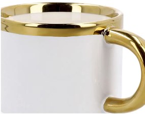 Šálka SINNES s podšálkou a lyžičkou, biela / zlatá 806563 200 ml