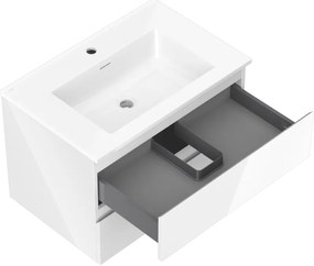 Mexen Orio, kúpeľňová skrinka 70 cm s umývadlom Otis, 2 zásuvky, biela lesklá, 91A10-07047-2-BFF00-W18M00