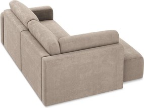 Béžová ženilková rozkladacia/s úložným priestorom rohová pohovka (ľavý roh/do L) Kona – Makamii