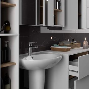 Zrkadlová skrinka VAMI W90 2D 3P LO biela ​​/ dub sonoma