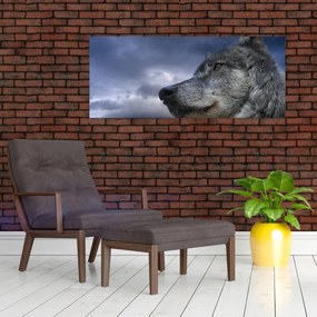 Obraz - Vlčia hlava (120x50 cm)