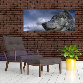 Obraz - Vlčia hlava (120x50 cm)