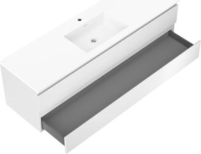Mexen Orio, kúpeľňová skrinka 160 cm s umývadlom Otis, 2 zásuvky, biela matná, 91A10-16047-2-BFF01-W18M01